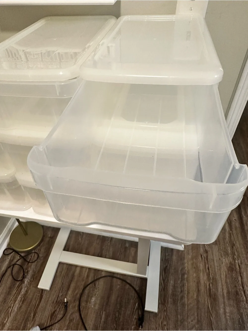 Container Store Clear White Plastic Stackable Storage Drawers - Set of 8